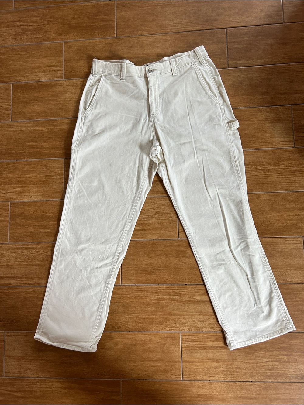 Abercrombie & Fitch Men's Cream Chino-Style Work Pants